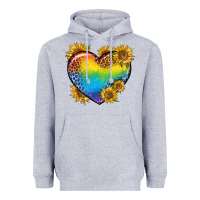 Heather Grey Pride Heart And Sunflower Heavyweight Hoodie - BundleAndBundleShop