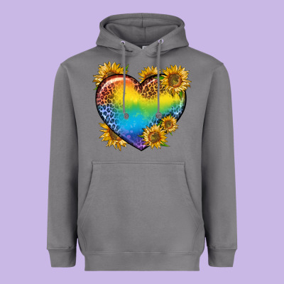 Pride Heart And Sunflower Heavyweight Hoodie Designed By Bundleandbundleshop