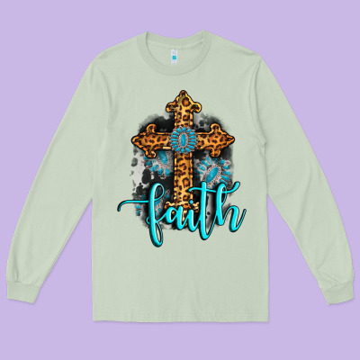 Faith Western Turquoise Long Sleeve Tee Designed By Adodesignshop