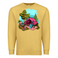 Antique Gold Glamping Camp And Pink Tent Premium Sweatshirt - BundleAndBundleShop