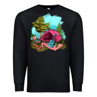 Black Glamping Camp And Pink Tent Premium Sweatshirt - BundleAndBundleShop