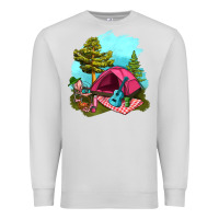 Dove Grey Glamping Camp And Pink Tent Premium Sweatshirt - BundleAndBundleShop