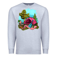Heather Grey Glamping Camp And Pink Tent Premium Sweatshirt - BundleAndBundleShop
