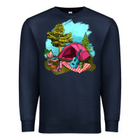 Navy Glamping Camp And Pink Tent Premium Sweatshirt - BundleAndBundleShop