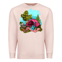 Pale Pink Glamping Camp And Pink Tent Premium Sweatshirt - BundleAndBundleShop