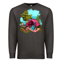 Smoke Glamping Camp And Pink Tent Premium Sweatshirt - BundleAndBundleShop