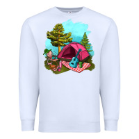 White Glamping Camp And Pink Tent Premium Sweatshirt - BundleAndBundleShop