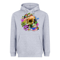 Heather Grey Pride Skull And Transgender Symbol With Peace Heavyweight Hoodie - BundleAndBundleShop