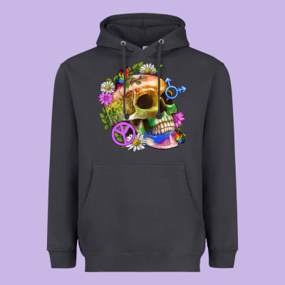 Pride Skull And Transgender Symbol With Peace Heavyweight Hoodie Designed By Bundleandbundleshop