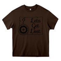 Chocolate Brown lets get lost Heavy Core Tee - Unal Design