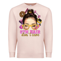 Pale Pink Messy Bun Gym Hair Don't Care Bbs Premium Sweatshirt - BundleAndBundleShop