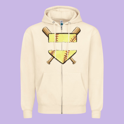Custom Baseball Zipper Hoodie Designed By Maliassmallbusiness