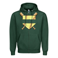 Sports Green custom baseball Zipper Hoodie - MaliasSmallBusiness