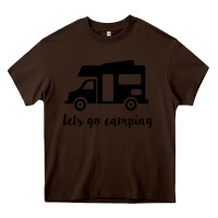 Chocolate Brown lets go camping Heavy Core Tee - Unal Design