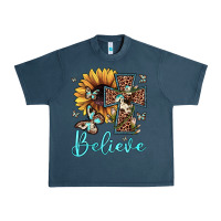 Midnight Navy believe leopard cross sunflower butterfly Urban Heavy Tee - JahusDesignShop