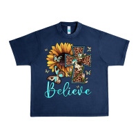 Navy believe leopard cross sunflower butterfly Urban Heavy Tee - JahusDesignShop