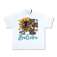 White believe leopard cross sunflower butterfly Urban Heavy Tee - JahusDesignShop