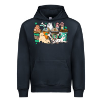Navy Dog coffee cups Urban Hoodie - HowdyJamesFarm