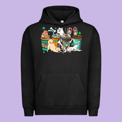 Dog Coffee Cups Urban Hoodie Designed By Howdyjamesfarm