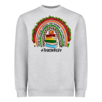 Heather Grey Christmas Teacherlife rainbow Heavyweight Sweatshirt - JahusDesignShop