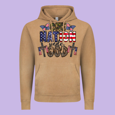 One Nation Under God Vintage Hoodie Designed By Cowhidedigitalart