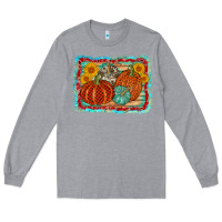 Heather Grey pumpkin sunflower Long Sleeve Tee - AdoDesignShop