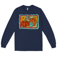 Navy pumpkin sunflower Long Sleeve Tee - AdoDesignShop