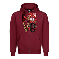 Burgundy love gnome Zipper Hoodie - MaliasSmallBusiness
