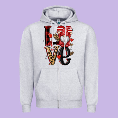 Love Gnome Zipper Hoodie Designed By Maliassmallbusiness
