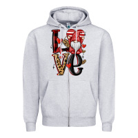 Heather Grey love gnome Zipper Hoodie - MaliasSmallBusiness