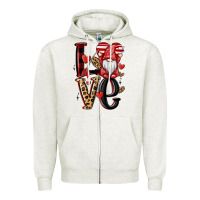 Oatmeal Heather love gnome Zipper Hoodie - MaliasSmallBusiness