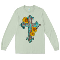 Matcha turquoise sunflower cross Long Sleeve Tee - AdoDesignShop