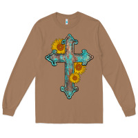 Toasted Coconut turquoise sunflower cross Long Sleeve Tee - AdoDesignShop