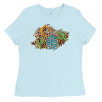 Baby Blue horseshoe leopard gemstone cactus patch Ladies Tee - AdoDesignShop