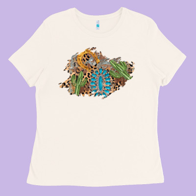 Horseshoe Leopard Gemstone Cactus Patch Ladies Tee Designed By Adodesignshop