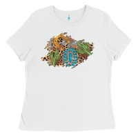 White horseshoe leopard gemstone cactus patch Ladies Tee - AdoDesignShop