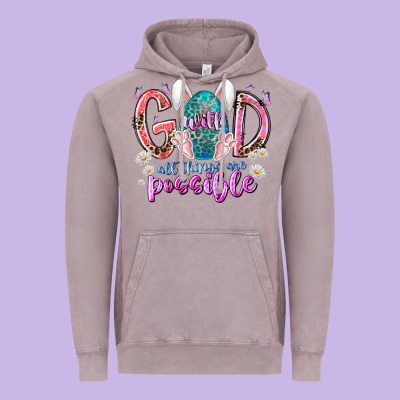 With God All Things Are Possible Vintage Hoodie Designed By Racoondesign