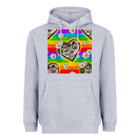 Heather Grey Pride LGBTQ+ Cowhide Hearts And Daisy Patterns Heavyweight Hoodie - BundleAndBundleShop