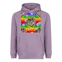 Lavender Pride LGBTQ+ Cowhide Hearts And Daisy Patterns Heavyweight Hoodie - BundleAndBundleShop