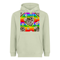 Matcha Pride LGBTQ+ Cowhide Hearts And Daisy Patterns Heavyweight Hoodie - BundleAndBundleShop