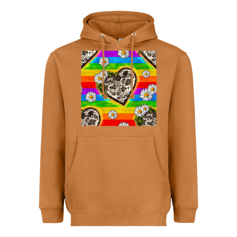 Pride Lgbtq+ Cowhide Hearts And Daisy Patterns Heavyweight Hoodie by BundleAndBundleShop | Teevron