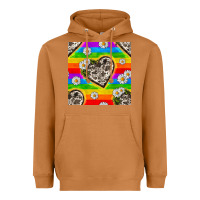 Meerkat Pride LGBTQ+ Cowhide Hearts And Daisy Patterns Heavyweight Hoodie - BundleAndBundleShop