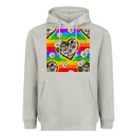 Moon Dust Pride LGBTQ+ Cowhide Hearts And Daisy Patterns Heavyweight Hoodie - BundleAndBundleShop