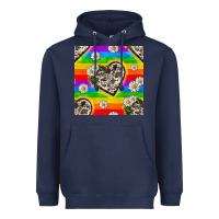 Navy Pride LGBTQ+ Cowhide Hearts And Daisy Patterns Heavyweight Hoodie - BundleAndBundleShop