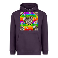 Plum Pride LGBTQ+ Cowhide Hearts And Daisy Patterns Heavyweight Hoodie - BundleAndBundleShop