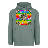 Sage Pride LGBTQ+ Cowhide Hearts And Daisy Patterns Heavyweight Hoodie - BundleAndBundleShop