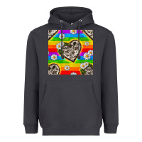 Smoke Pride LGBTQ+ Cowhide Hearts And Daisy Patterns Heavyweight Hoodie - BundleAndBundleShop