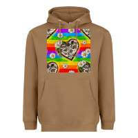 Toasted Coconut Pride LGBTQ+ Cowhide Hearts And Daisy Patterns Heavyweight Hoodie - BundleAndBundleShop