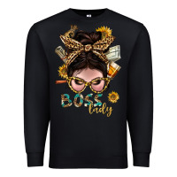 Black Western Messy Bun Boss Lady With Money Premium Sweatshirt - BundleAndBundleShop