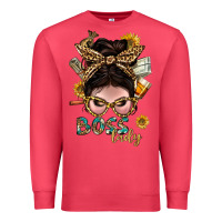 Cardinal Western Messy Bun Boss Lady With Money Premium Sweatshirt - BundleAndBundleShop